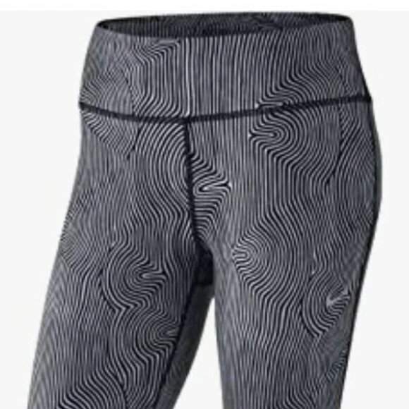Nike Black & Silver Swirl Running Tights - Picture 1 of 9